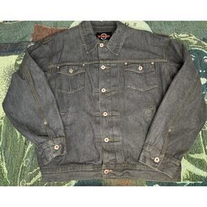 Vintage Y2K Vibes Black Blue Denim Button Up Jacket XXL